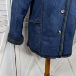 Vtg L.L.Bean Faux Suede Sherpa Lined Chore Coat Navy‎ Blue Small Western Ranch Photo 6