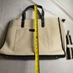 Missnine Beige Canvas Tote Bag with Black Trim & Strap | Laptop Work Travel Bag Photo 2