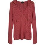 Athleta  Pink Organic Cotton Crochet Knit Hooded Pullover Sweater Lightweight M Photo 1
