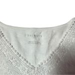 Talbots White Short Sleeve V Neck Crochet Collar Shirt Top Blouse Cotton tee Photo 3