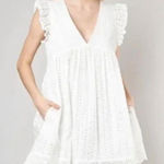 Mustard Seed Eyelet Ruffle Sleeve Romper in White Photo 0