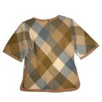 Vtg 1950s Petti Brown Tan Blue Plaid Wool Felt Back Zip Short Sleeve Top Sz S Photo 1