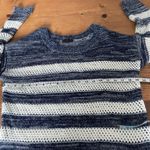 Navy & Cream Stripe Sweater Size Small by Mine Open Weave Photo 3
