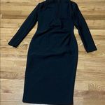 None Black Sheath Long Sleeve Mock Neck Dress Photo 0