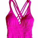 La Blanca Banded Waist Strappy Cross Back One-Piece Swimsuit Orchid Pink Size 14 Photo 5