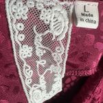 Sage Sadie &  wine burgundy smocked satin printed ruffle dress size large Photo 4