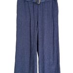 J.Jill Linen Women’s Jenna Stretch Belted Wide Leg Crop Pants Blue Size Small Photo 1