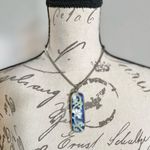 Floral Pottery Pendant Necklace Blue Photo 2