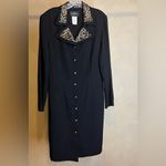 John Roberts Vintage Animal/Leopard Print Collar Black Blazer Dress, USA|Size:12 Photo 5