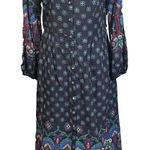 April Cornell Floral Midi Dress Womens Medium Cottagecore Prairie Peasant Black Photo 0