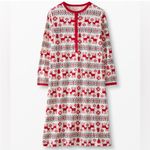 Hanna Andersson Dear Deer Henley Nightgown Long Sleeve Fair Isle Christmas M Red Photo 1
