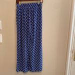 Evan Picone Black Label  Wide Leg Slinky Geometric Cobalt Blue Printed Pants XS Photo 4