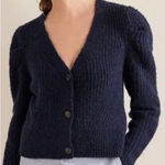 Boden Engineered Rib Knit Vneck Button Cardigan Cotton Wool Blend Navy Size M Blue Size M Photo 0