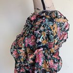 Topshop  Blouse Floral Ruffle Trim Black Sz 2 NWT Photo 5