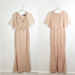 NWT Lulu’s Bliss Delight Blush Pink Lace Flutter Sleeve Maxi Dress Size M Photo 5