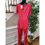 Boutique Wall St Women Red & Black Polyester Short Sleeve Round Neck Jumpsuits S Photo 5