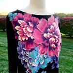 Karen Scott  Deep black Napa Valley floral long sleeve shirt Photo 5