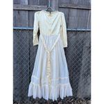 Gunne Sax 70s Off White Romantic Victorian Prairie Wedding Dress Sleeves Size 5 Photo 2