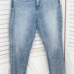 Soho  Pearl Embellished Pockets Stone Washed High Waist Crop Jeans Blue 10 Photo 0