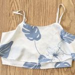 Fancyinn Womens Blouse Crop Top Medium White Green Floral Sleeveless Hawaiian Photo 1