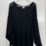 Haute Hippie XS Black Mixed Media Modal 3/4 Dolman Sleeve Blouse Top Photo 2