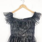 Monique Lhuillier ML Off-The-Shoulder Mini Dress Size 4 Glitter Tulle Cocktail Photo 4