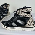 Sorel Tivoli Cut Out Calf Hair Sneaker Gladiator Sandals Sz 8 Black Photo 8