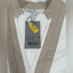 Preston & York White Midi Linen Dress w/ Tan Ribbon Hem Photo 6