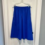 Athleta Midday Mid Rise Midi Poplin Skirt XL Varsity Blue Elastic Waist Pockets Photo 2