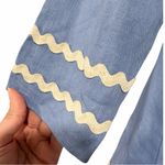 Sail To Sable Cover-Up Cotton Linen Embroidered Coastal Blue Kaftan Dress Sz XS Photo 3