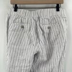 Athleta Bali Pants SZ 6 100% Linen White Stripe Drawstring Pull On Crop Cropped Photo 4