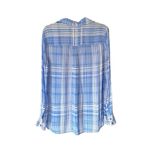 Diane Von Furstenberg  Carter Blue White Plaid Sheer Button Down Shirt size 8 Photo 4
