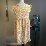 Girl and‎ the Sun Izzy Short Sleeve Floral Mini Dress yellow medium ruffle boho Photo 3
