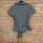 Dockers  Women's Floral Print Button Down‎ Blouse with Belt White Black - Size S Photo 1