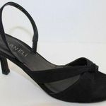 Van Eli Laban Black Fabric Open Toe Slingback Heel Size 6 Photo 0