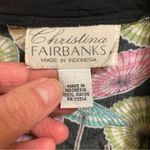 Christina Fairbanks Womens Kimono Duster M 38” Black Umbrellas Tropical Print Size M Photo 1