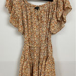 Rachel Zoe  Boho Floral Off Shoulder‎ Mini Dress Ruffle Belted Tassels M Photo 0