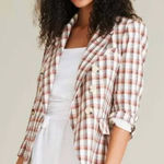 Joie ‎ Blazer Womens Medium Brown Anilah Empire Plaid Double Breasted Jacket Photo 0