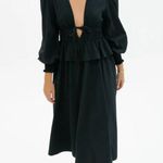 We Wore What  Plunging V Neck Long Sleeve Peasant Midi Dress Black Size M Photo 9