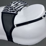 Playful Promises Satin Black White Striped Bra US 38DDD Balconette Underwire Size undefined Photo 2