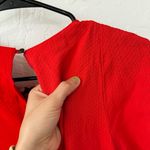 Maeve Anthropologie Red Floral Trim Textured  Rousseau Flounced Dress 2 Photo 13