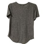 Rhapsody  Women’s Black and Gray Striped V-Neck Tee Photo 2