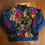 Vintage 90s Rivers Edge Sport Nylon Windbreaker with Scarf Pattern, Size L Blue Size L Photo 0