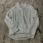None Women’s Oversized White Sequin Button Down Top Size XXL Photo 1