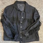 EXPRESS Faded Black Denim Jacket Photo 0