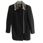 Club Monaco  Reeta Italian Wool Leather Moto long jacket women’s S biker trench c Photo 3