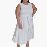 Calvin Klein NWT Tie Scuba Crepe Midi Dress (Plus) 14W, CREAM / WHITE Photo 3