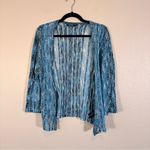 Nic+Zoe  Blue Linen Blend Open Front Cardigan Sweater Womens MP Fall Casual Photo 4