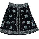Basil & Maude Vintage Women’s High Waisted Turquoise Beaded Black A Line Skirt Size M Photo 0