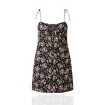 Ba&sh Volver Ruched Floral-Print Crepe Mini Dress, Black, Large Photo 3